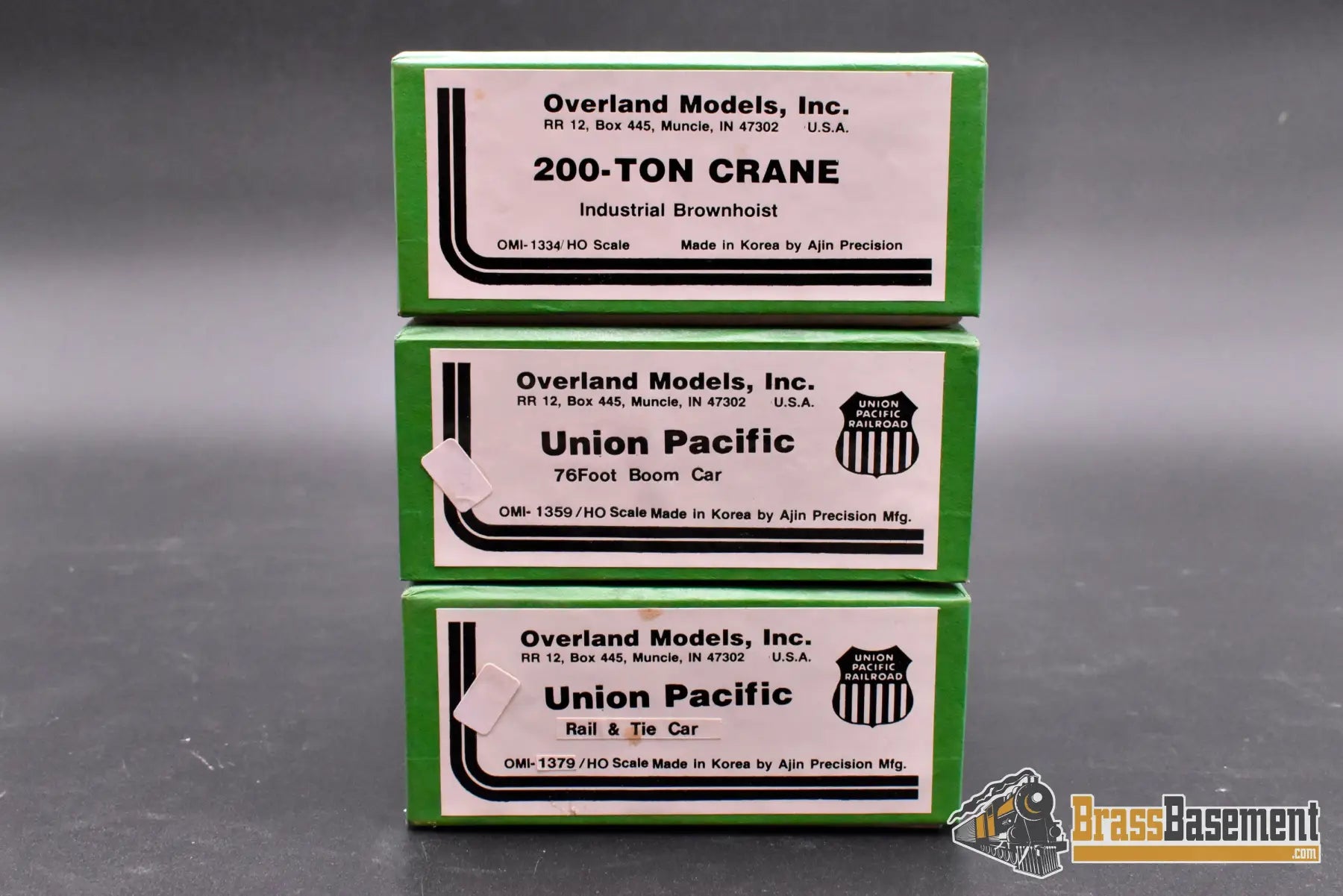 HO Brass - OMI Union Pacific UP Industrial Brownhoist - Boom Flat Car - Rail & Tie Flat - Unpainted Freight