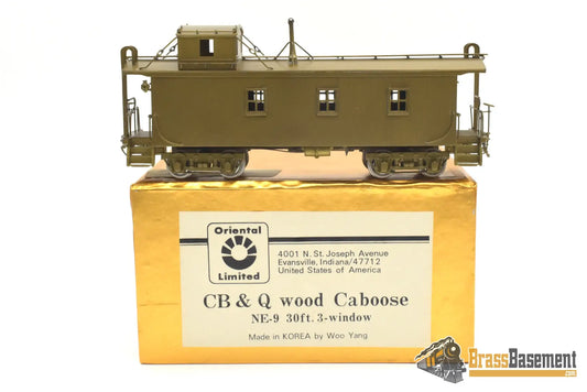HO Brass - Oriental Burlington CB&Q NE-9 Wood Caboose - Unpainted Mint - Woo Yang Caboose