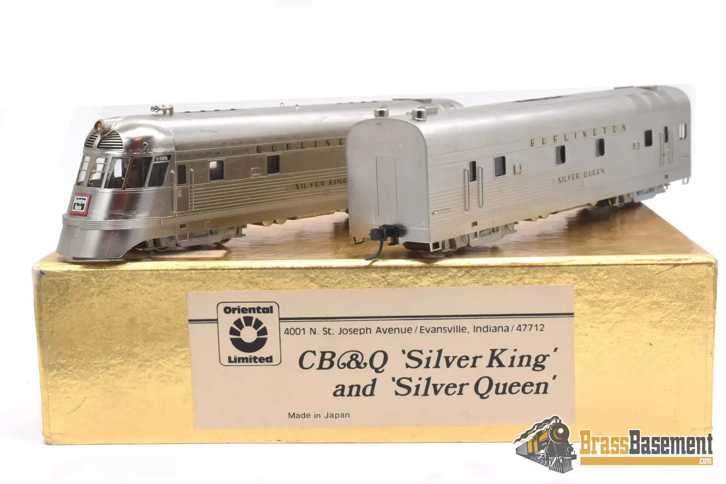 Ho Brass - Oriental Cb&Q Burlington ’Silver King’ & Queen’ A - B Set Plated Diesel