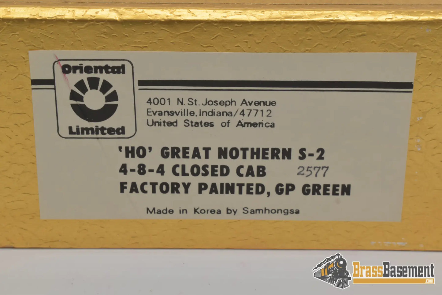 Ho Brass - Oriental Great Northern S - 2 4 - 8 - 4 Closed Cab #2577 F/P Green Steam