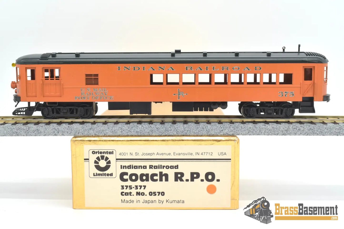 HO Brass - Oriental Indiana Railroad Coach RPO P570 - F/P version. Rare Interurban
