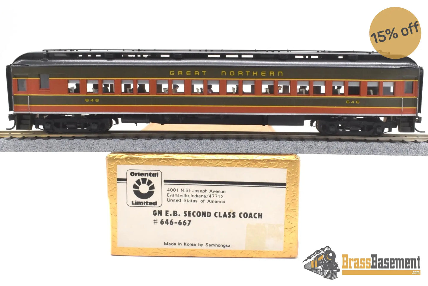 Ho Brass - Oriental Limited Great Northern Empire Builder Second Class Coach #646 Pro Custom &