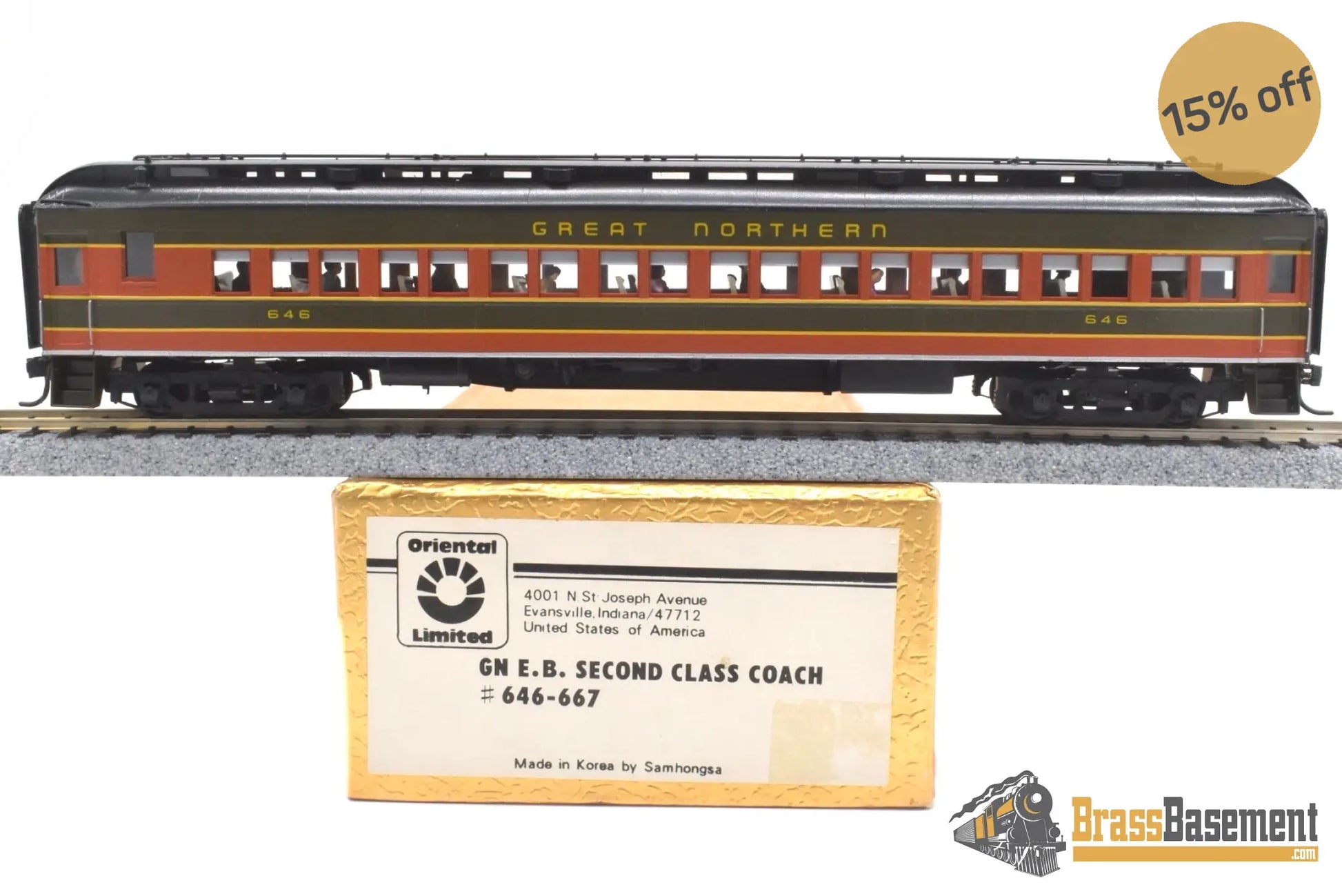 Ho Brass - Oriental Limited Great Northern Empire Builder Second Class Coach #646 Pro Custom &