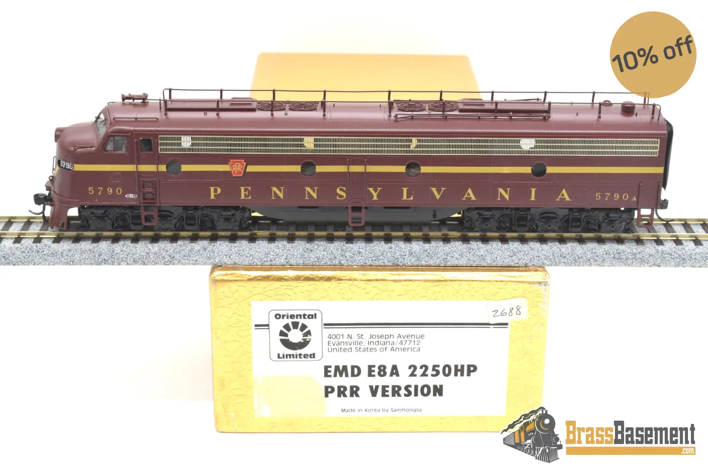 Ho Brass - Oriental Pennsylvania Prr E8 W/ Trainphone Pro Custom Paint 1960S Era Diesel