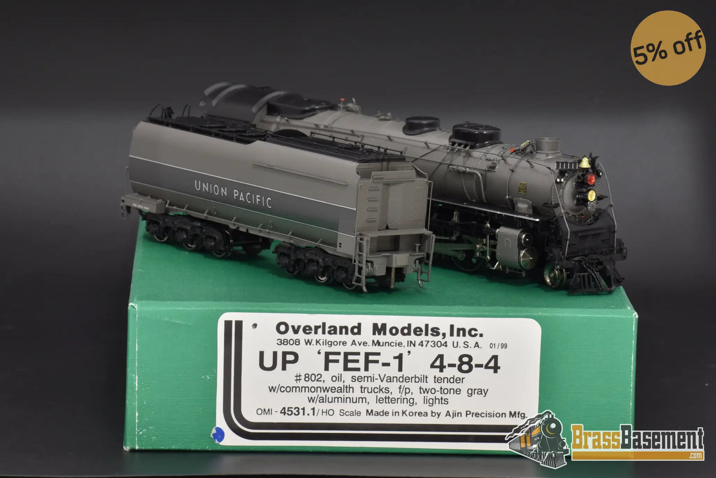 Ho Brass - Overland Omi 4531.1 Union Pacific Fef - 1 Grayhound Mint Steam