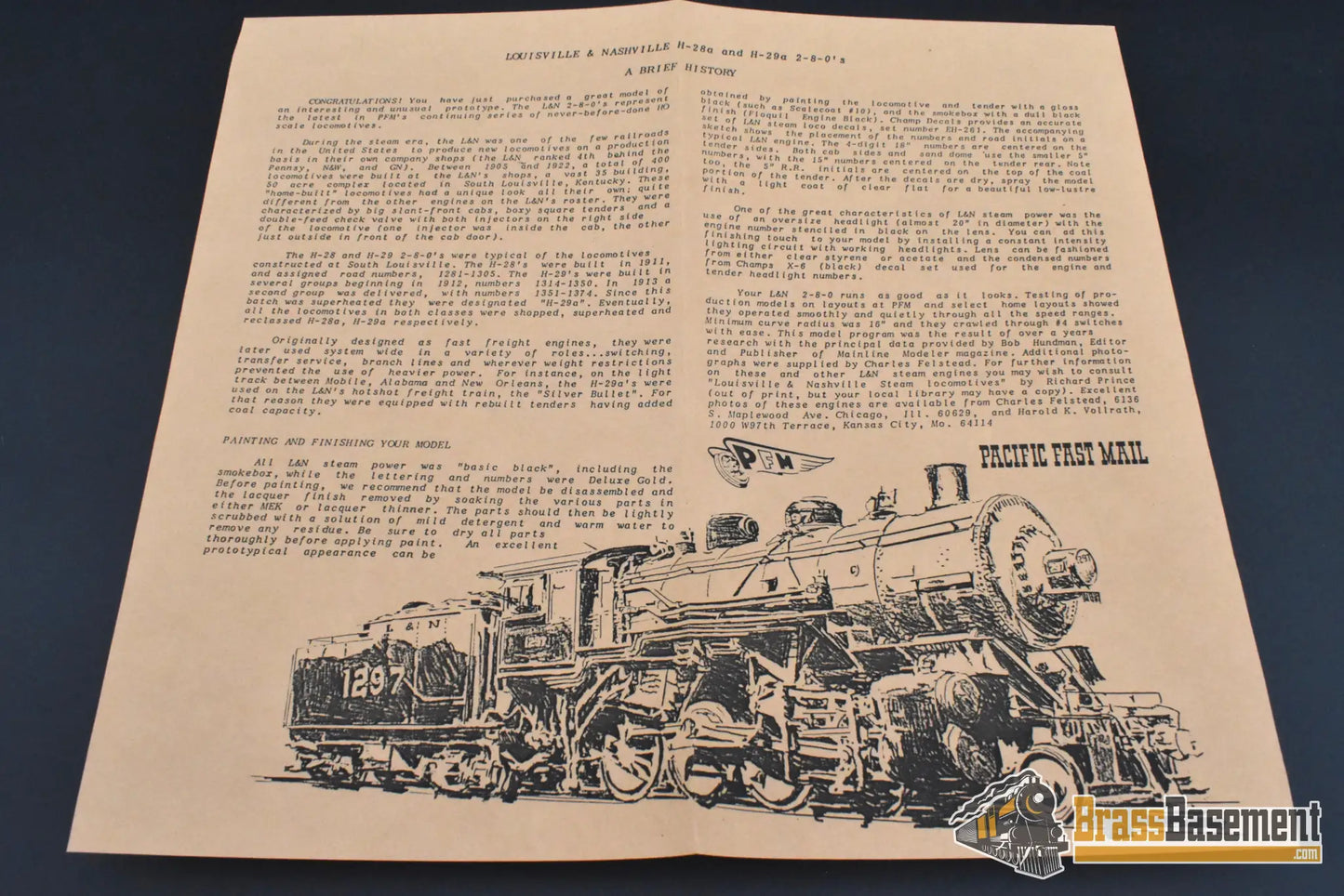 HO Brass – Pacific Fast Mail SKI L&N Louisville & Nashville H-28a 2-8-0 – Unpainted – Mint Steam