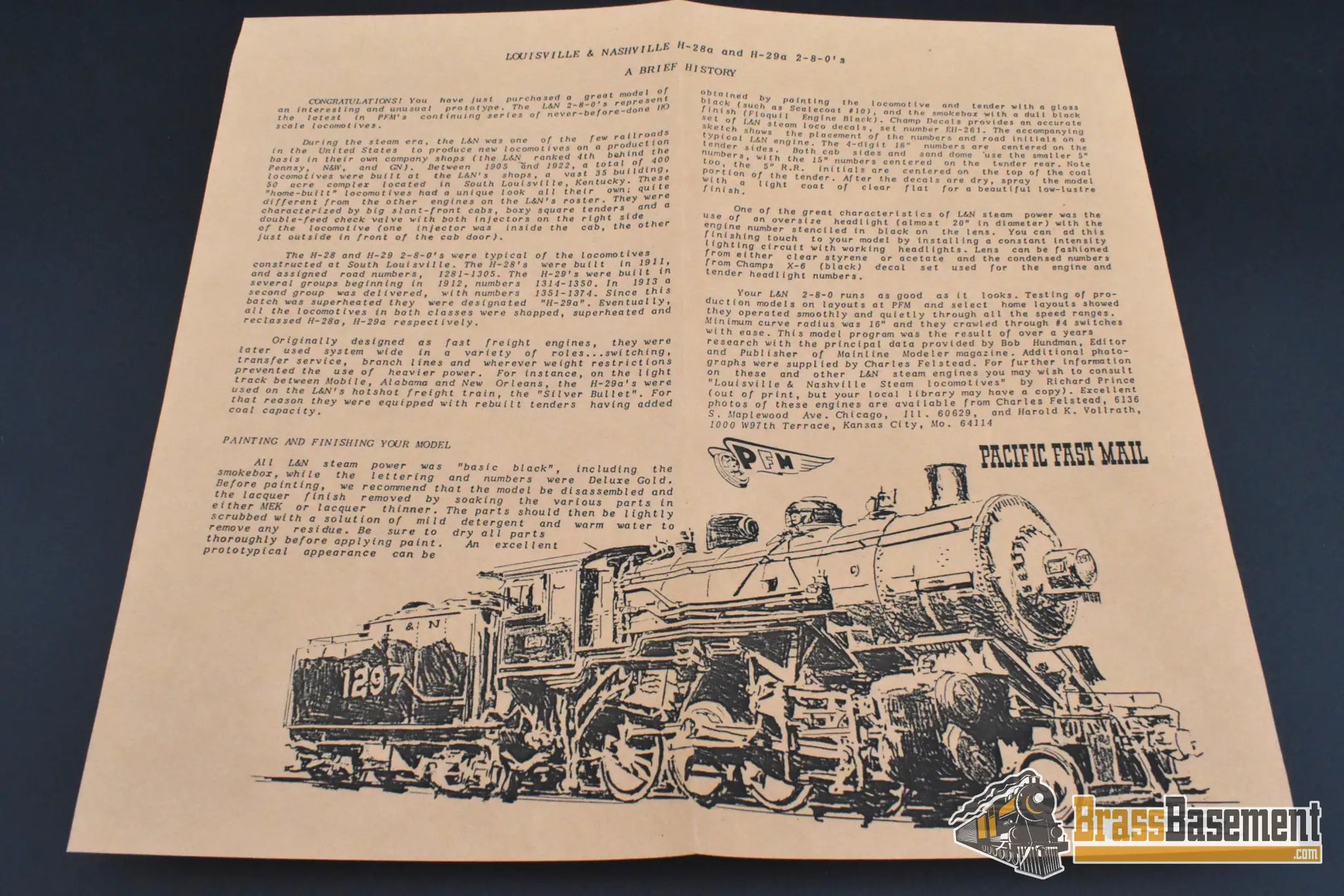 HO Brass – Pacific Fast Mail SKI L&N Louisville & Nashville H-28a 2-8-0 – Unpainted – Mint Steam