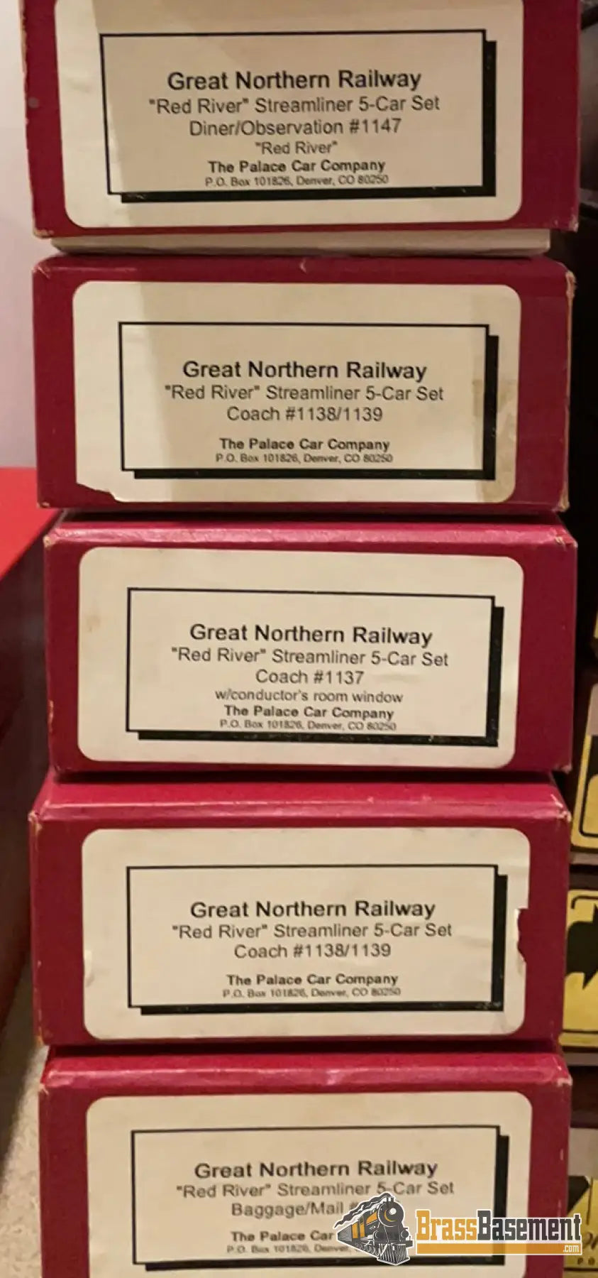 Ho Brass - Palace Car Company Great Northern Gn ’Red River’ 5 Passenger Train Interior & Pro Paint