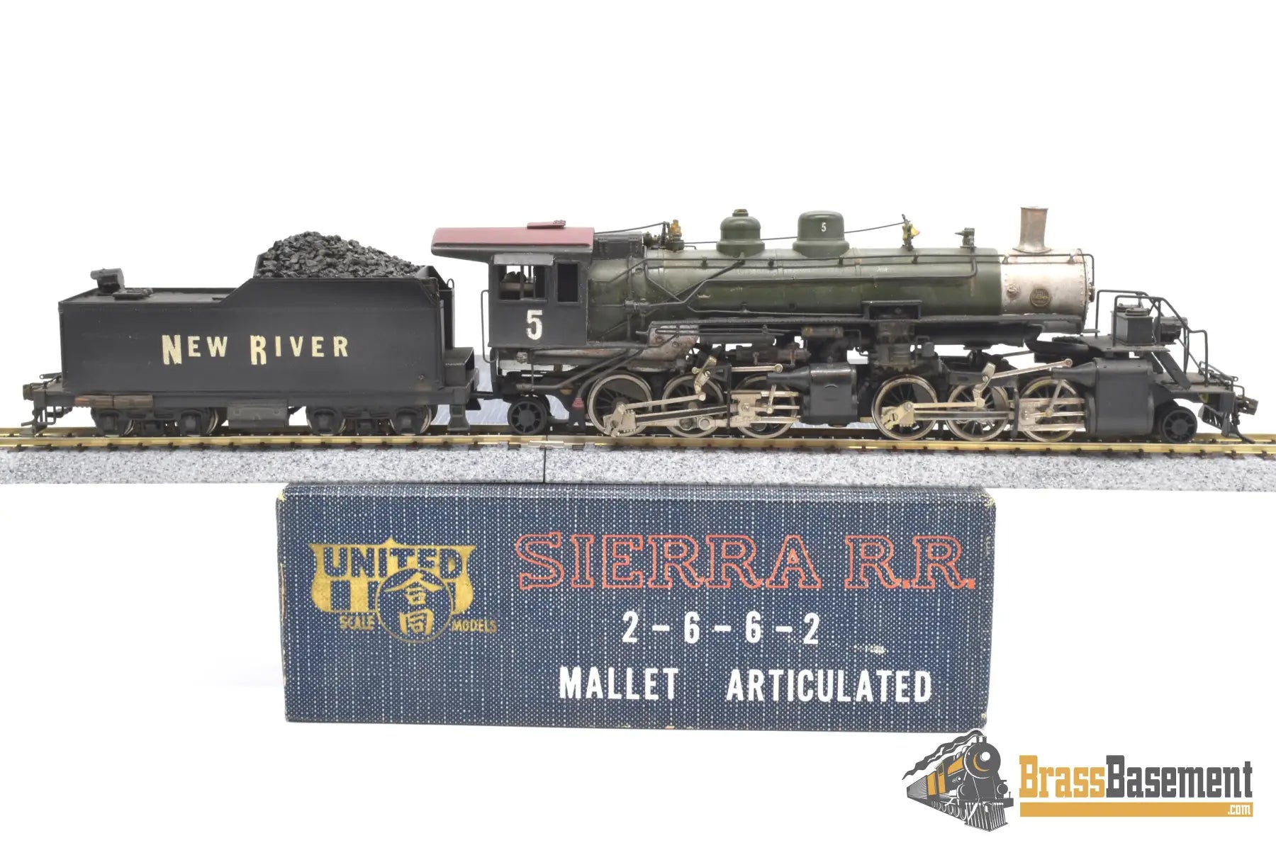 Ho Brass - Pfm Sierra 2 - 6 - 6 - 2 Mallet As ’New River Rr’ #5 Custom Paint Nice Steam