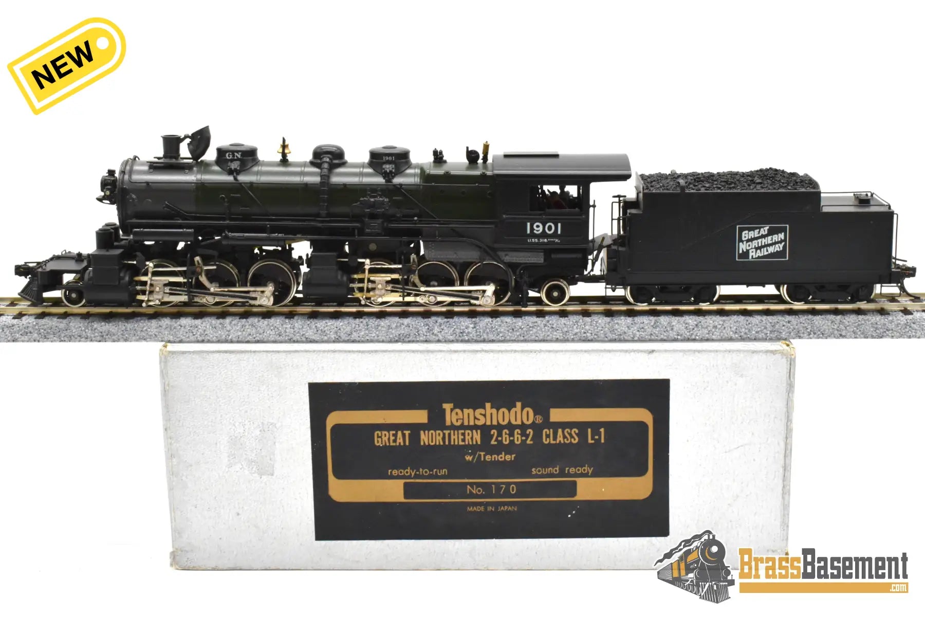 HO Brass - PFM Tenshodo 170 Great Northern L-1 2-6-6-2 1978 Green Boiler - F/P Beautiful