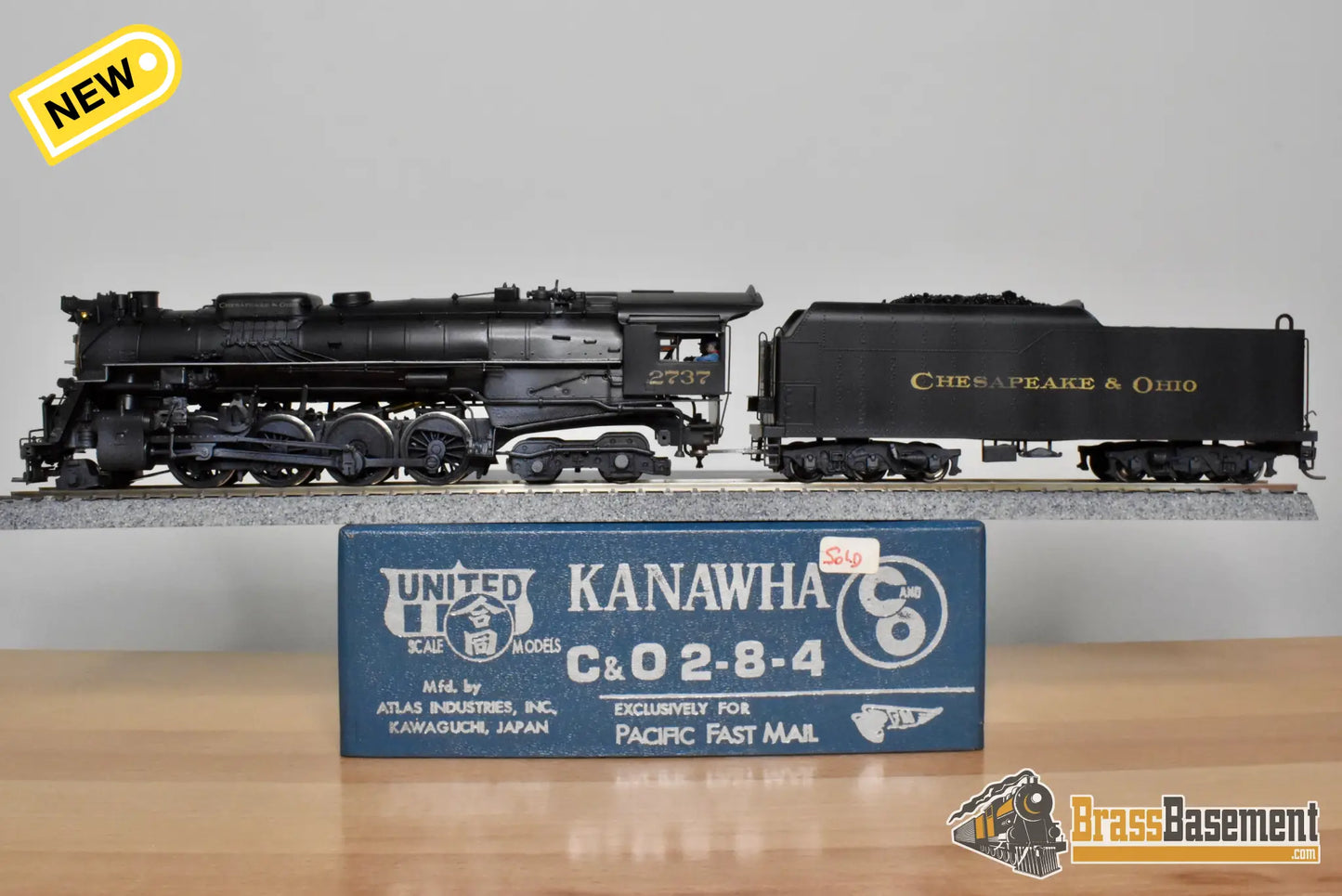 HO Brass - PFM United C&O Chesapeake & Ohio 2-8-4 Kanawha #2737 - C/P - Steam