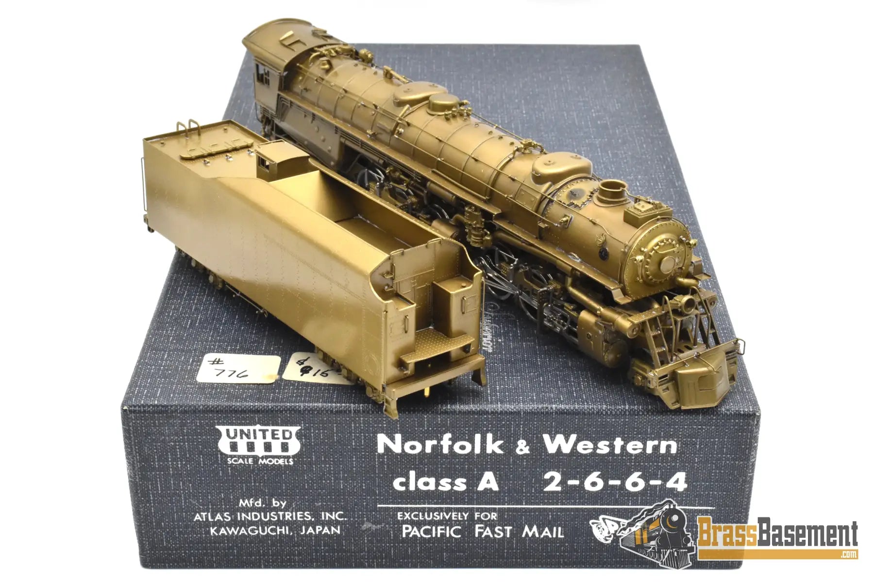 HO Brass – PFM United Norfolk & Western N&W Class A 2-6-6-4 – Unpainted – Mint Steam