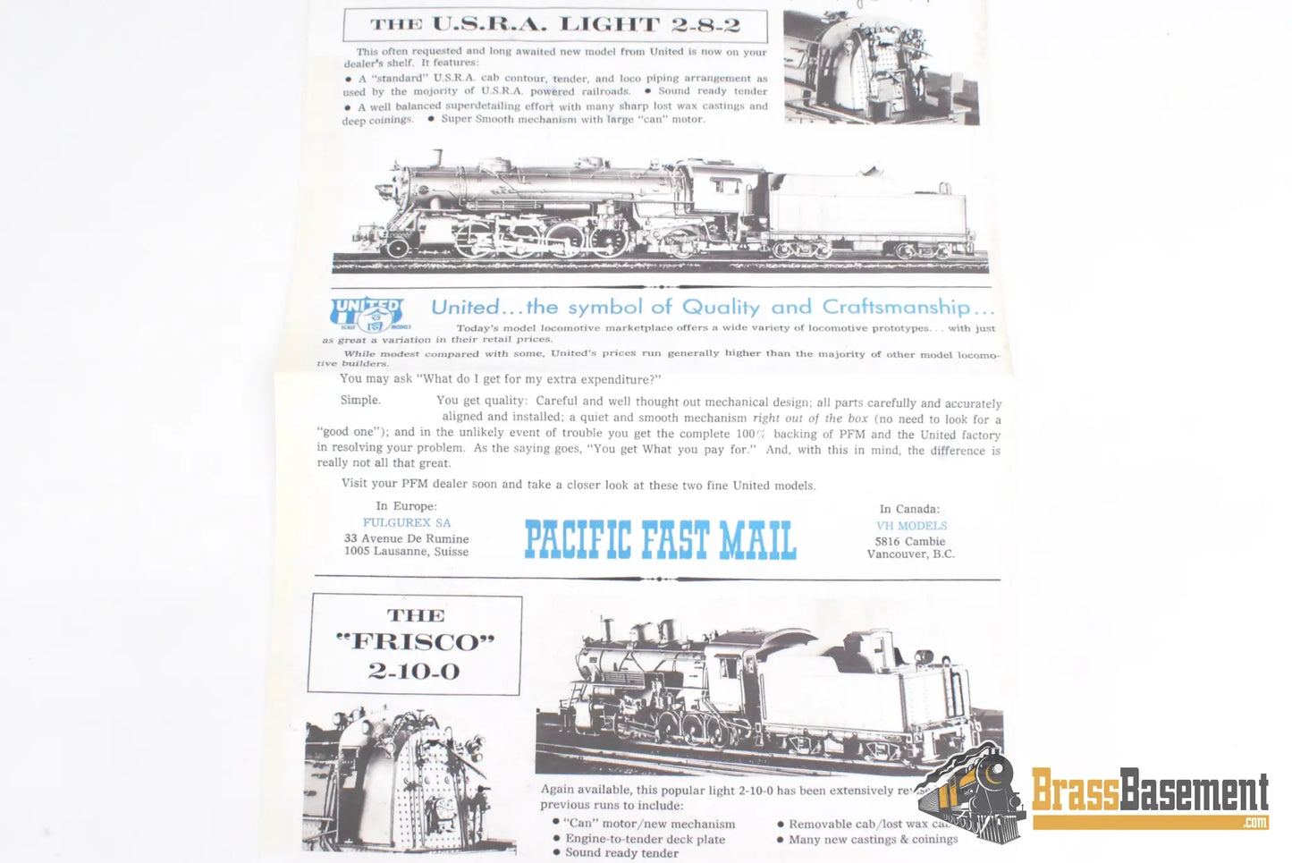 Ho Brass - Pfm Usra Light Mikado 2-8-2 Unpainted Smooth Runner 1977 Run Steam