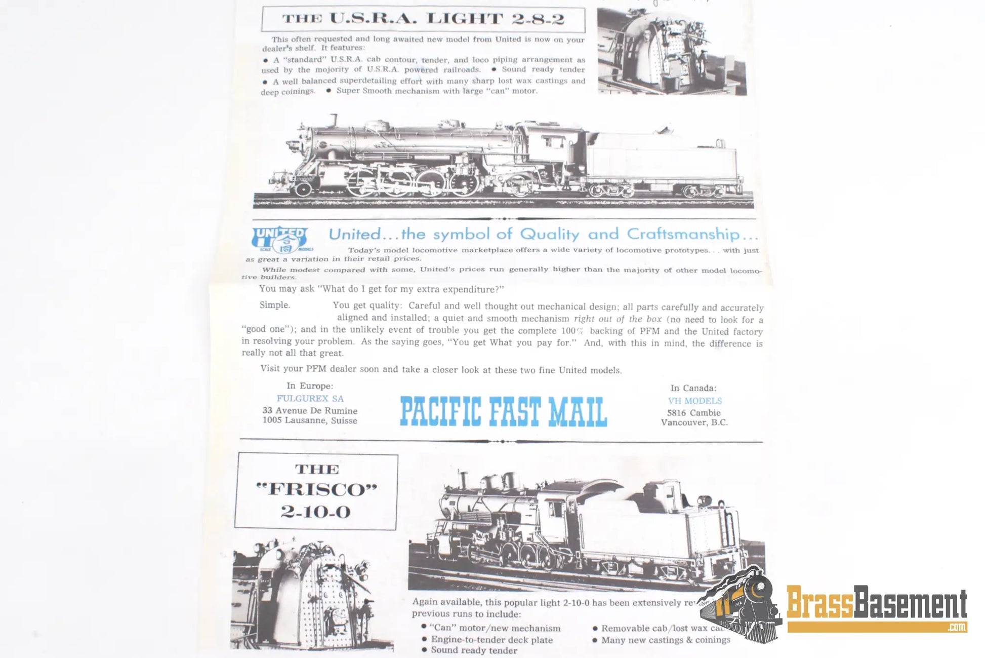 Ho Brass - Pfm Usra Light Mikado 2-8-2 Unpainted Smooth Runner 1977 Run Steam