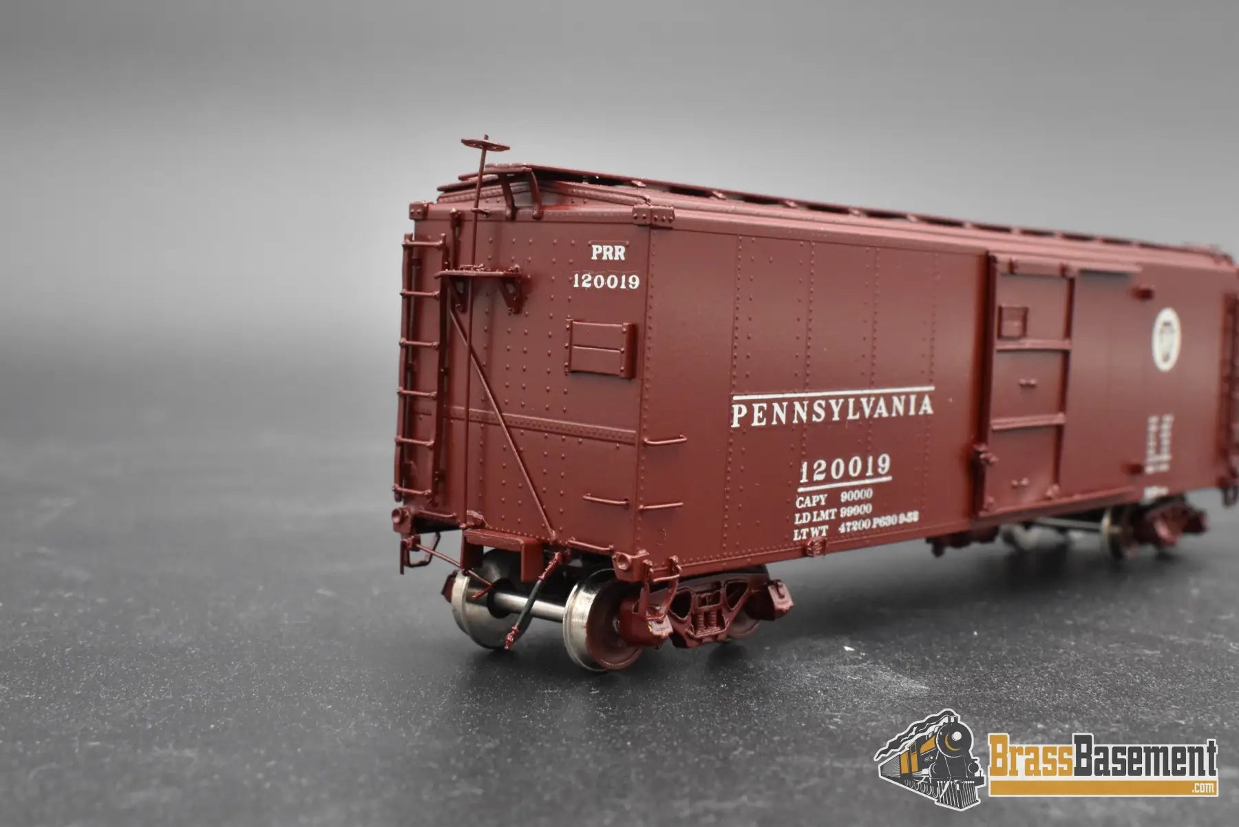 HO Brass – OMI 3016 PRR X-28a Boxcar #120019 – Factory Painted Tuscan – M.S. Models – Mint Freight