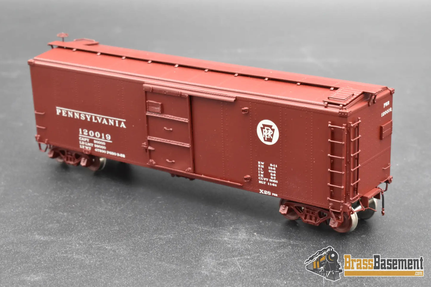 HO Brass – OMI 3016 PRR X-28a Boxcar #120019 – Factory Painted Tuscan – M.S. Models – Mint Freight