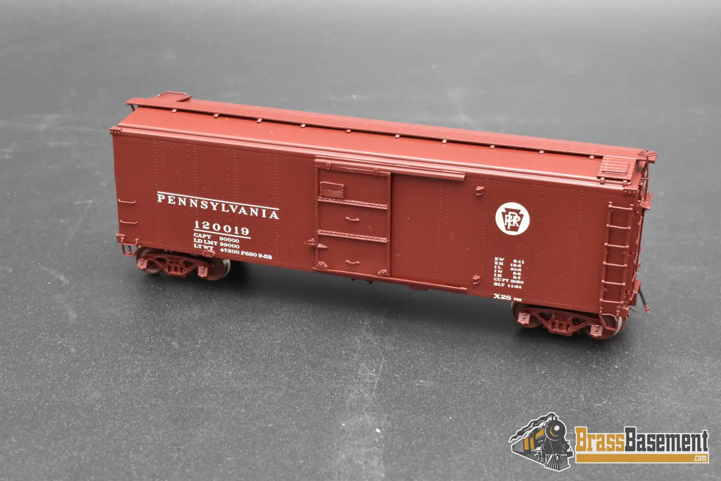 HO Brass – OMI 3016 PRR X-28a Boxcar #120019 – Factory Painted Tuscan – M.S. Models – Mint Freight