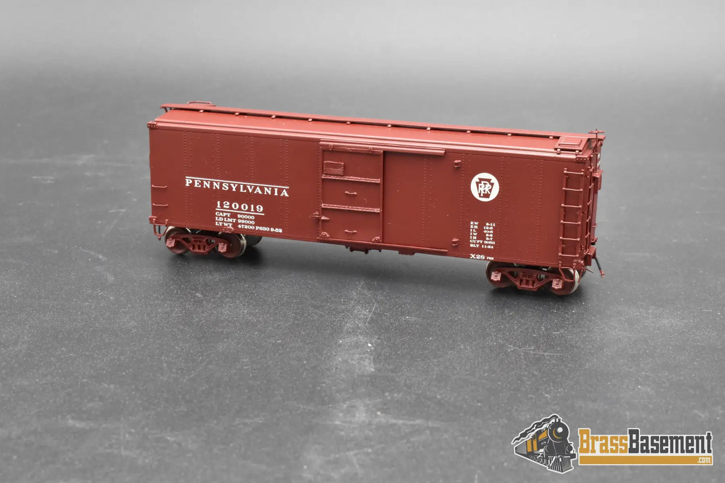 HO Brass – OMI 3016 PRR X-28a Boxcar #120019 – Factory Painted Tuscan – M.S. Models – Mint Freight