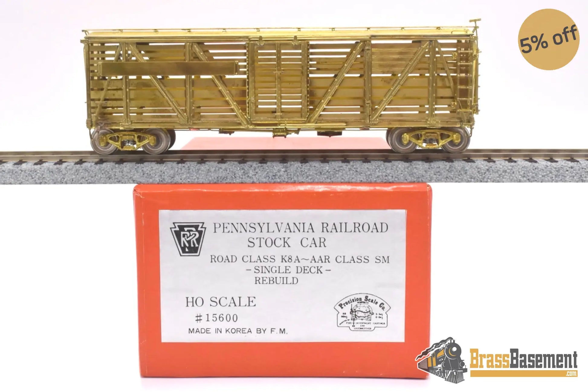 Ho Brass - Psc 15600 Pennsylvania Rr Prr Stock Car K8A Rebuilt Unpainted Freight