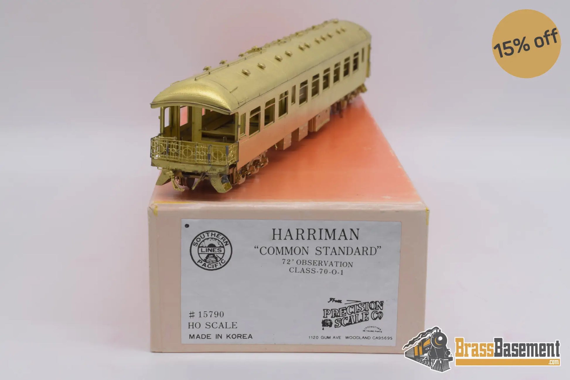 Ho Brass - Psc 15790 Southern Pacific 72’ Observation Car Unpainted Passenger