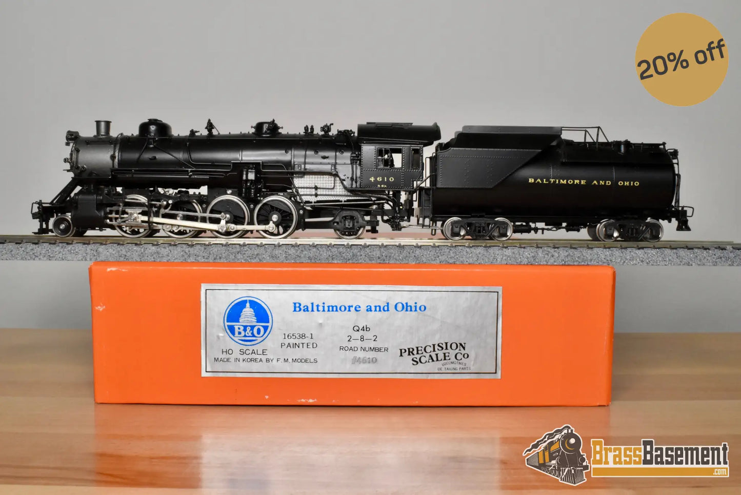 HO Brass - PSC 16538-1 B&O Baltimore & Ohio 2-8-2 Q-4b #4610 - Vanderbilt Tender F/P - Steam