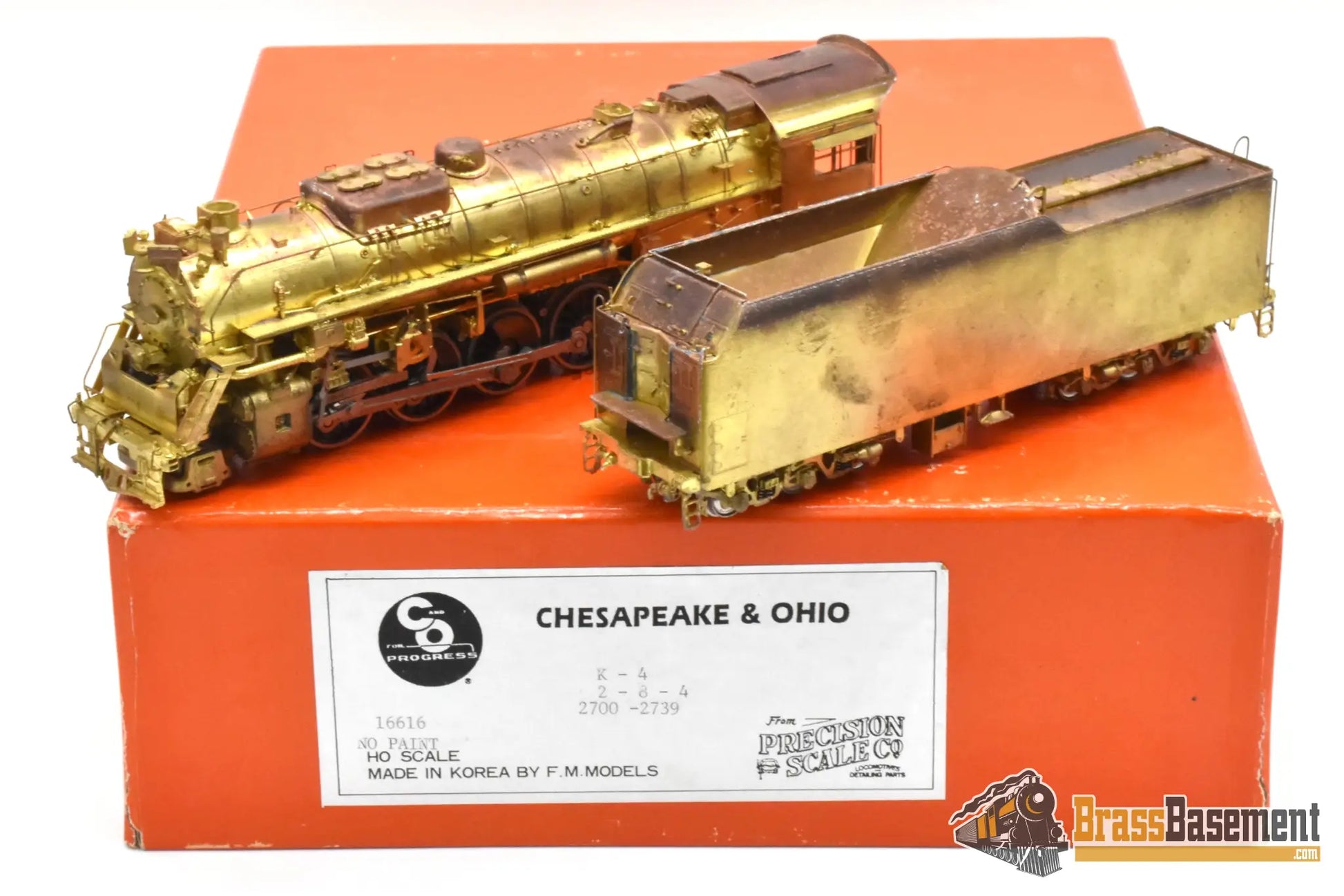 HO Brass - PSC 16616 C&O Chesapeake & Ohio 2-8-4 K-4 Kanawha - Heavy Tarnish - FIRST SERIES - Steam