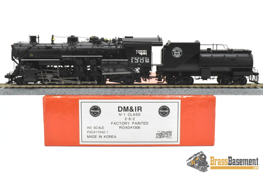 HO Brass - PSC 17042-1 DM&IR 2-8-2 Black Boiler #1306 Coffin FWH - RARE Steam