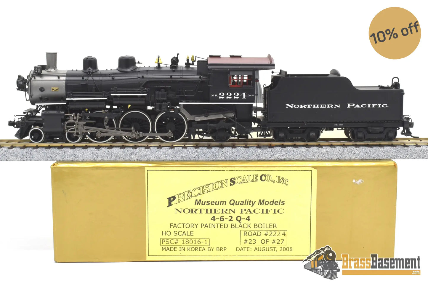 Ho Brass - Psc 18016 - 1 Northern Pacific 4 - 6 - 2 Q - 4 #2224 Black Boiler F/P Boo - Rim Notes
