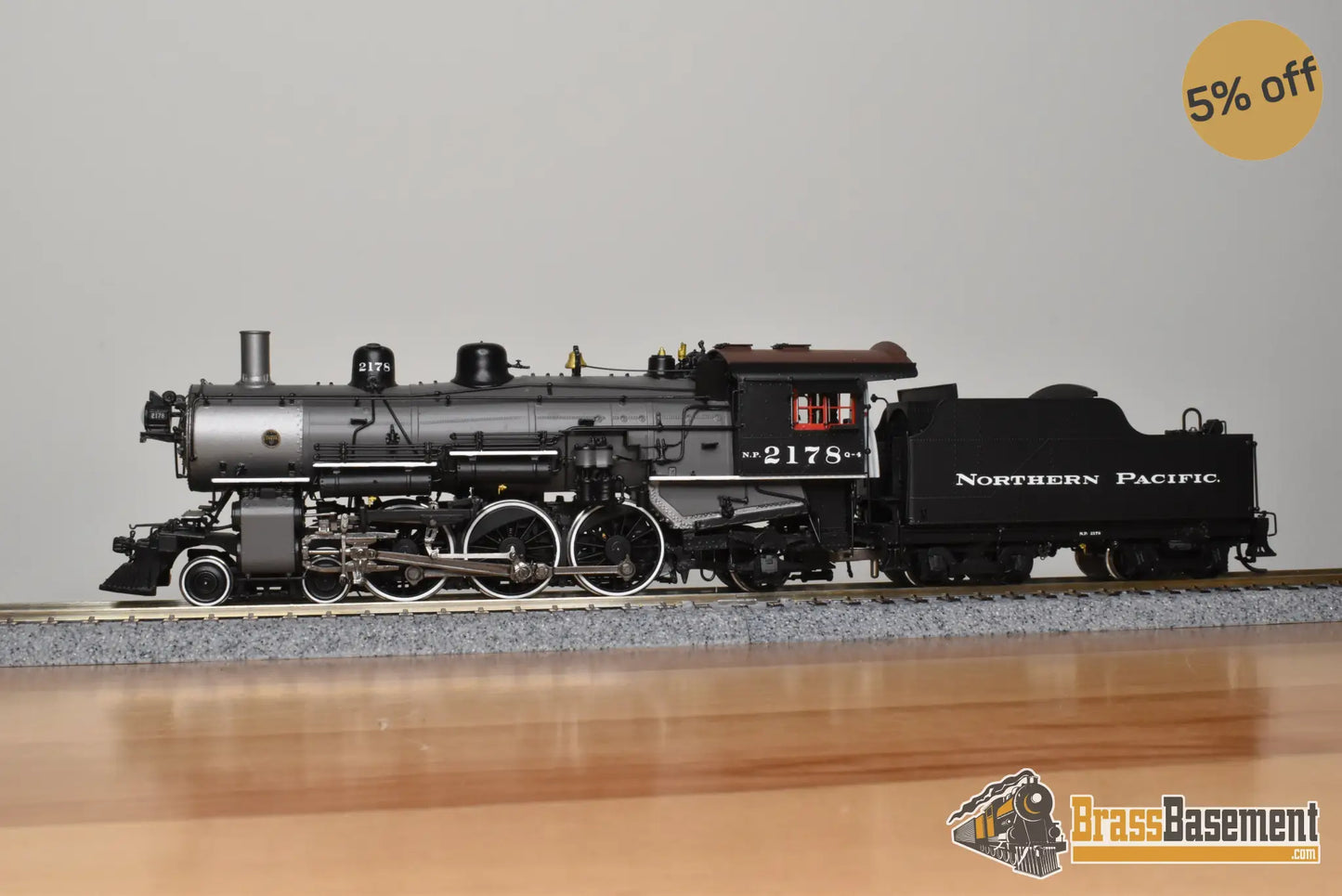 HO Brass - PSC 18018-2 Northern Pacific 4-6-2 Q-4 Pacific #2178 Gray Boiler - F/P Boo-Rim #4/10 Steam