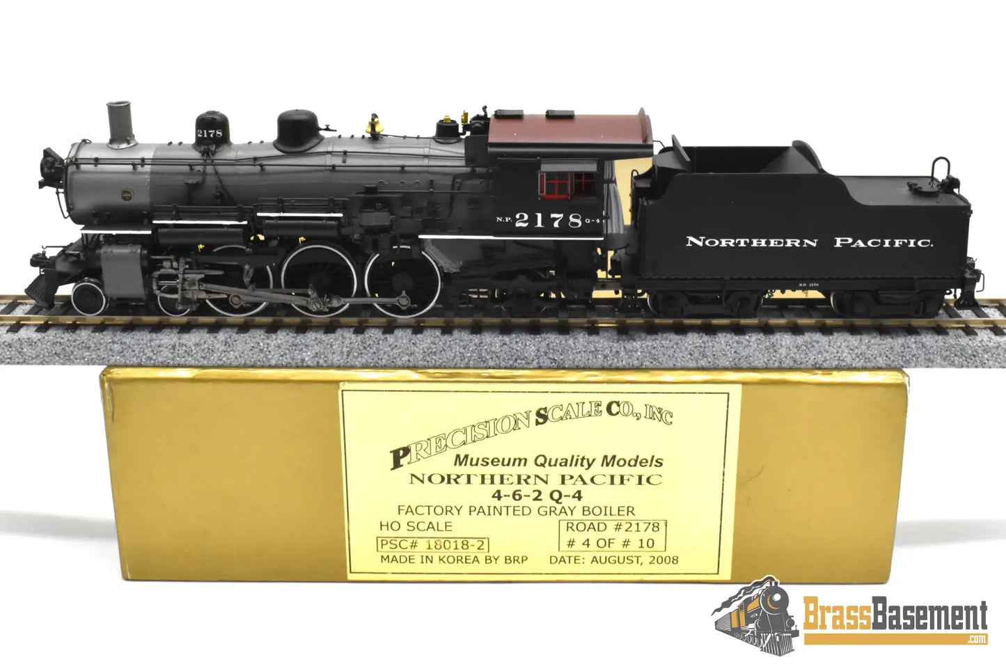 HO Brass - PSC 18018-2 Northern Pacific 4-6-2 Q-4 Pacific #2178 Gray Boiler - F/P Boo-Rim #4/10 Steam