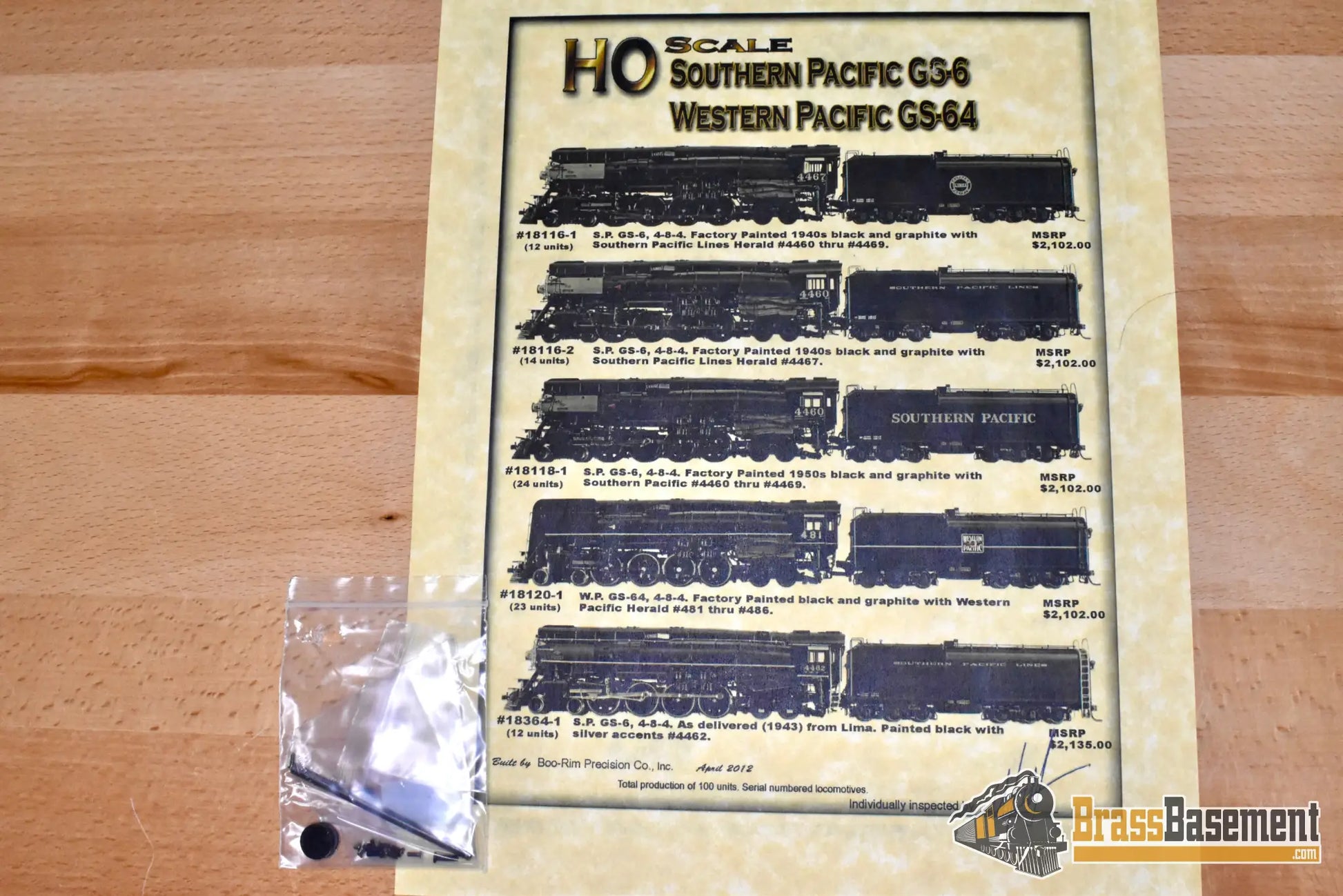 HO Brass - PSC #18116.1 Southern Pacific Lines SPL 4-8-4 GS-6 #4464 - F/P Mint #7/12 - Steam