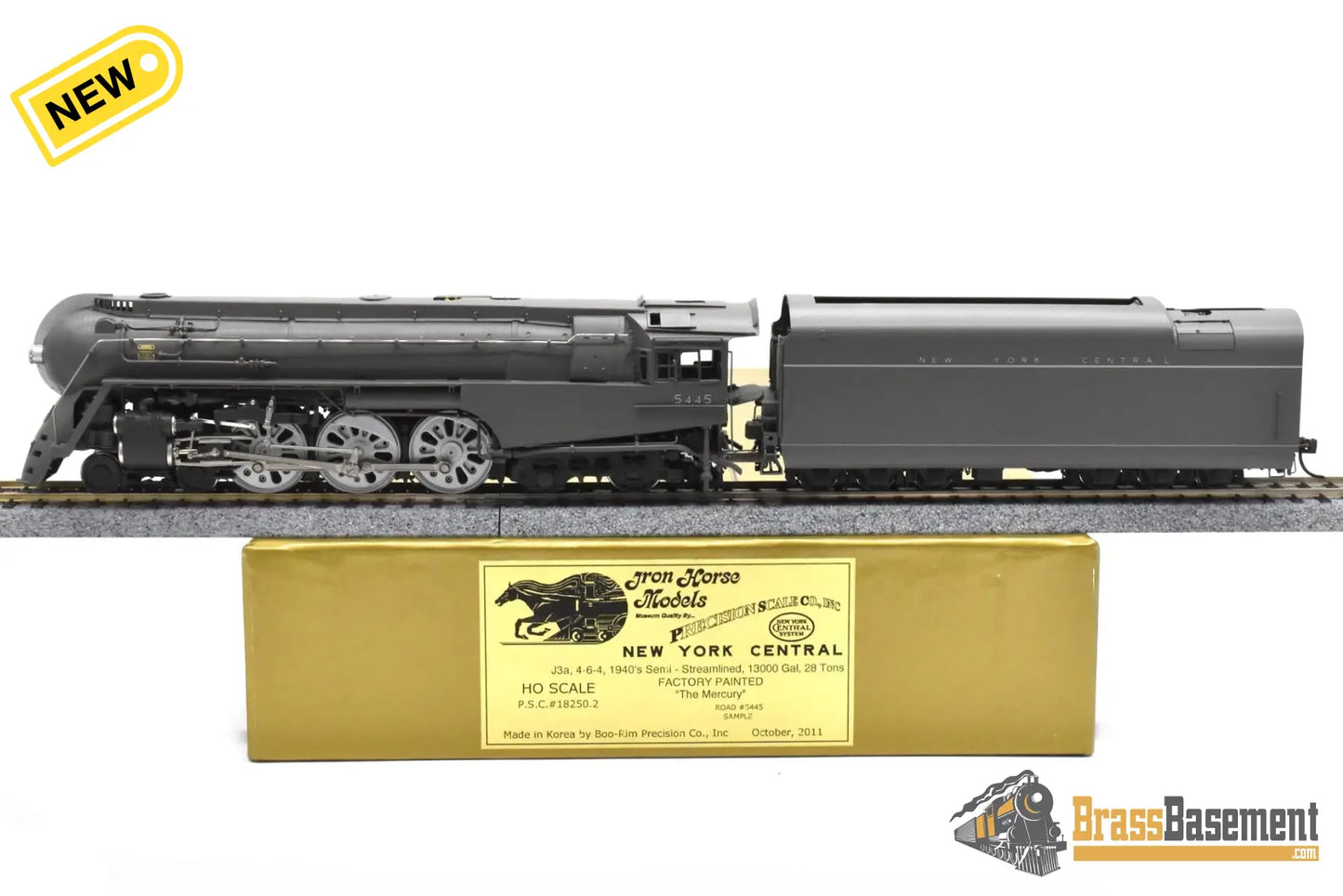 HO Brass - PSC 18250.2 NYC 1940s Era Streamlined Dreyfuss Hudson #5445 ’The Mercury’ - SAMPLE FP Boo-Rim