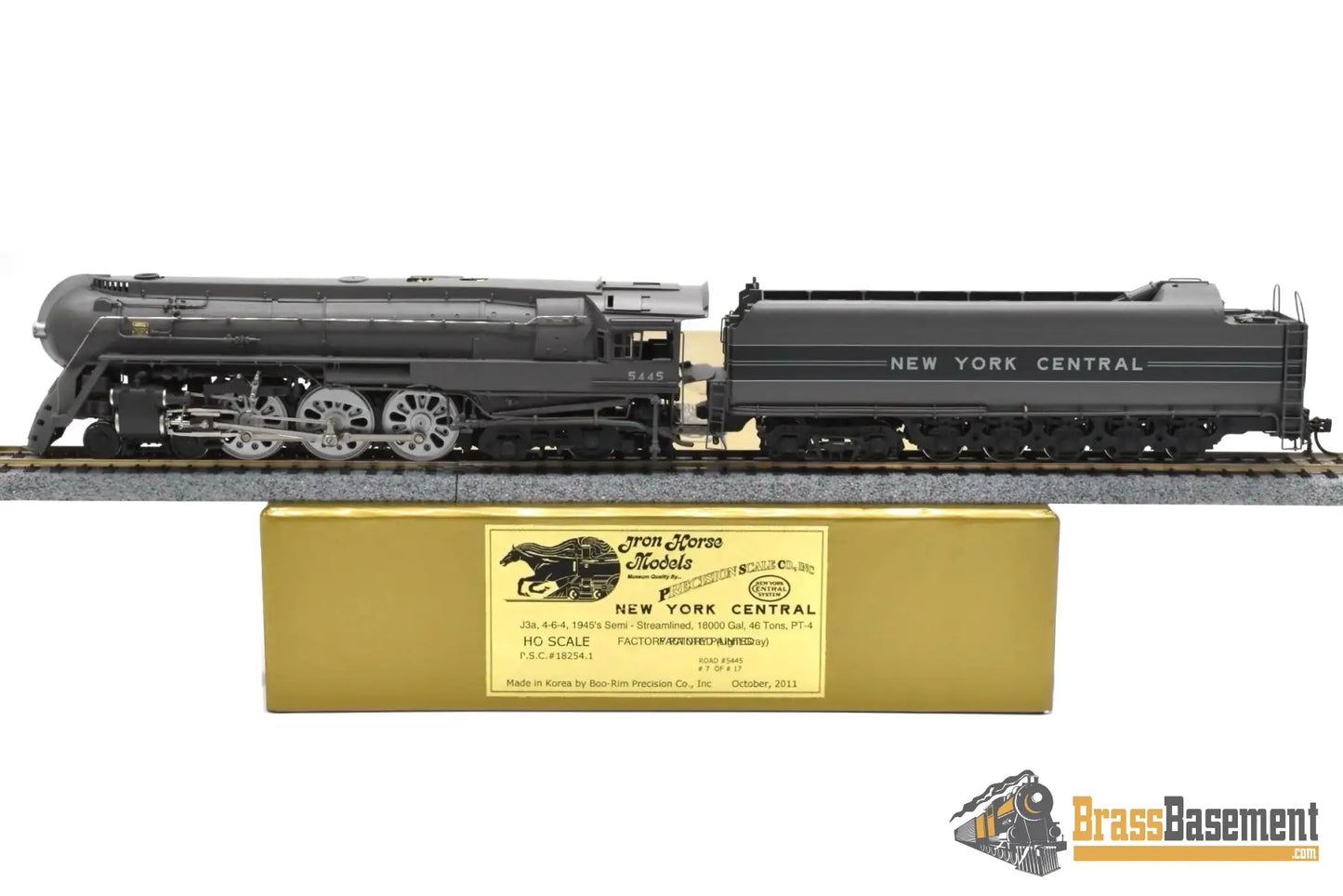HO Brass - PSC 18254.1 NYC 1945 Era Streamlined Dreyfuss Hudson #5445 PT-4 Centipede Tender - #7/17 FP Boo-Rim