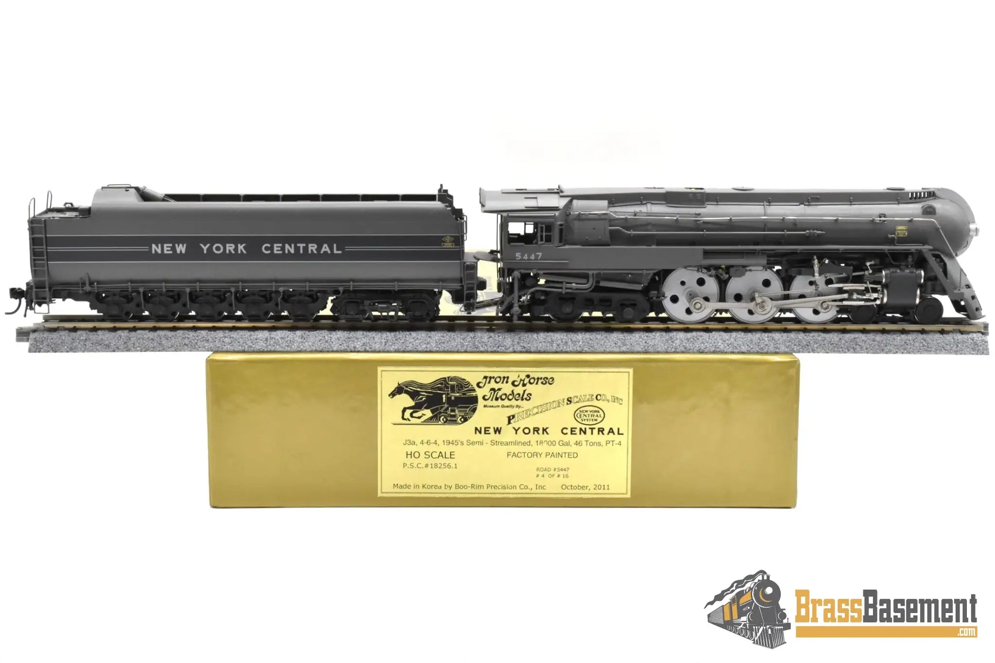 HO Brass - PSC 18256.1 NYC 1945 Era Streamlined Dreyfuss Hudson J3a 4-6-4 #5447 PT-4 Centipede Tender - #4/16 FP