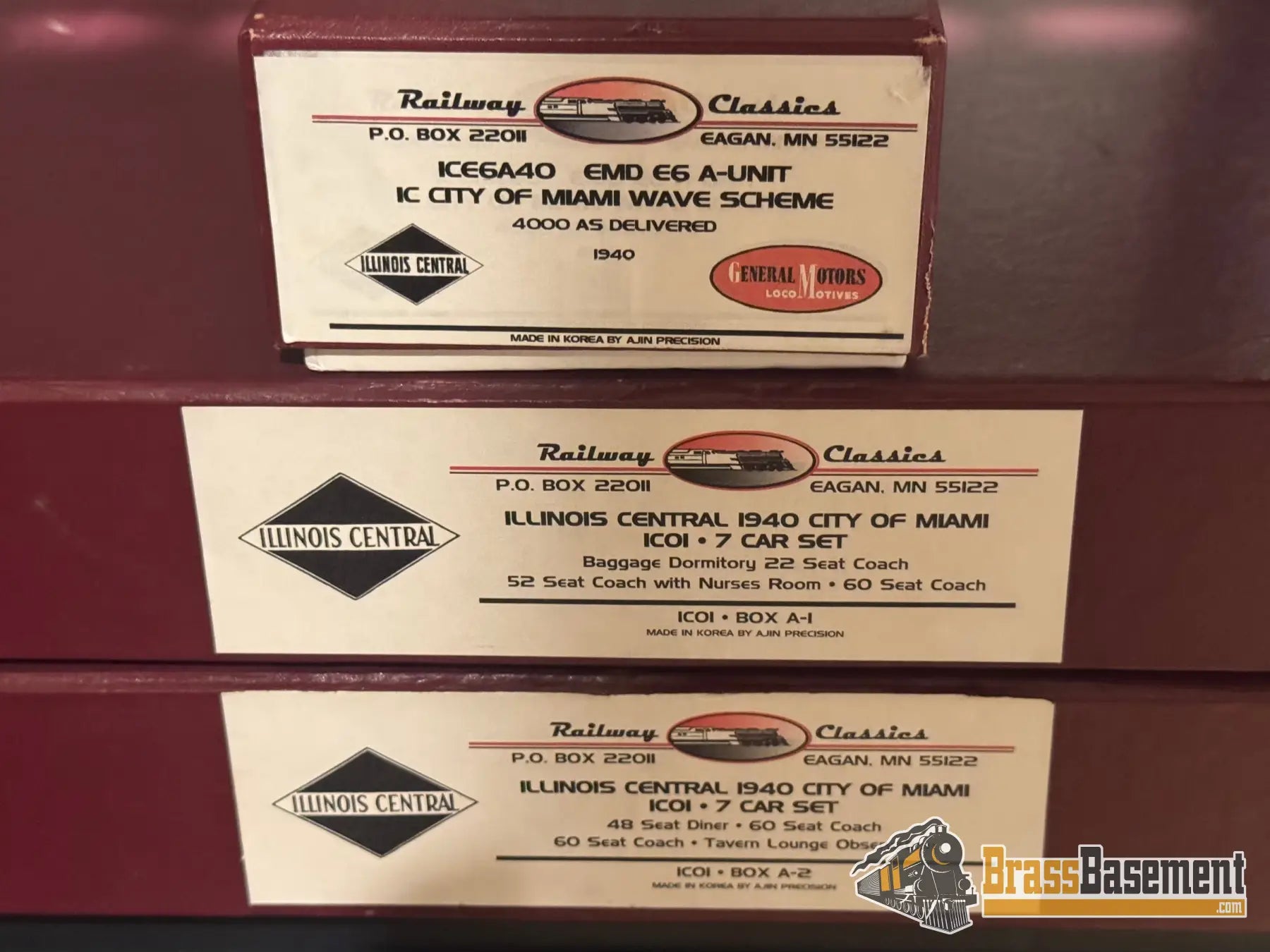 HO Brass - Railway Classics IC01 Illinois Central IC 1940 City of Miami 7-Car Set - W/ Interiors Passenger