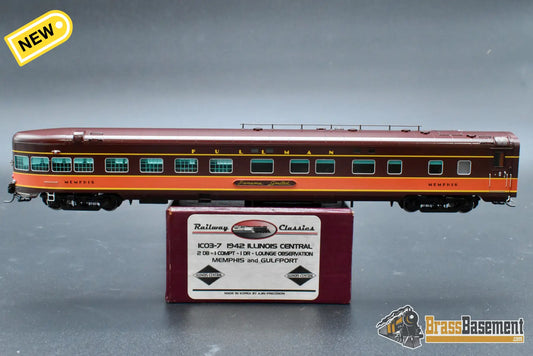 HO Brass – Railway Classics IC Diner-Lounge-Observation ‘Memphis’ – F/P – Mint HO Brass Passenger Car