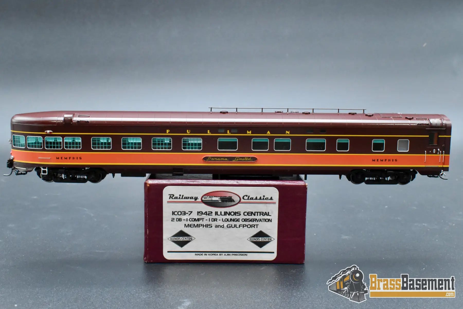 HO Brass – Railway Classics IC Diner-Lounge-Observation ‘Memphis’ – F/P – Mint HO Brass Passenger Car