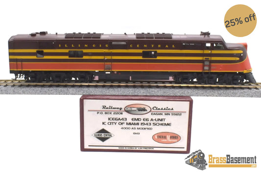 Ho Brass - Railway Classics Ice6A43 Illinois Central E6A ’City Of Miami’ 1943 Paint Scheme Diesel