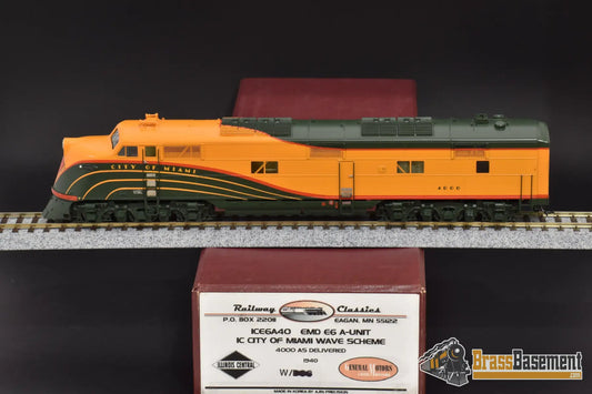 Ho Brass - Railway Classics Rwc Ice6A40 Illinois Central E6A “City Of Miami” Wave Scheme Mint Diesel