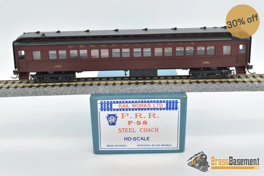 Ho Brass - Railworks Pennsylvania Railroad Prr P58 Steel Coach #1651 Custom Paint Passenger