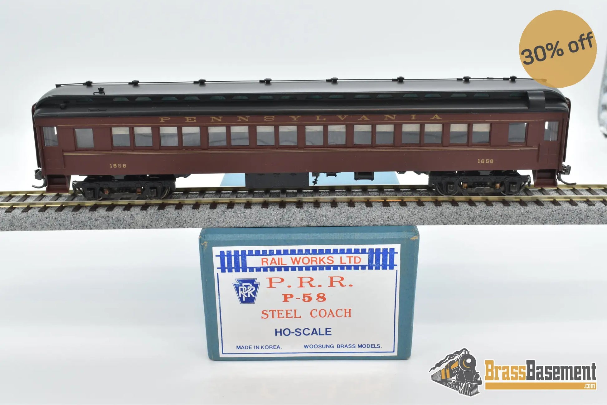 Ho Brass - Railworks Pennsylvania Railroad Prr P58 Steel Coach #1658 Custom Paint Passenger