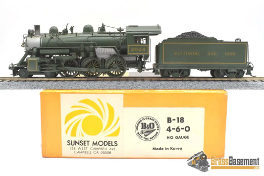 Ho Brass - Sunset B&O Baltimore & Ohio B-18 4-6-0 #2024 Custom Painted Green Steam