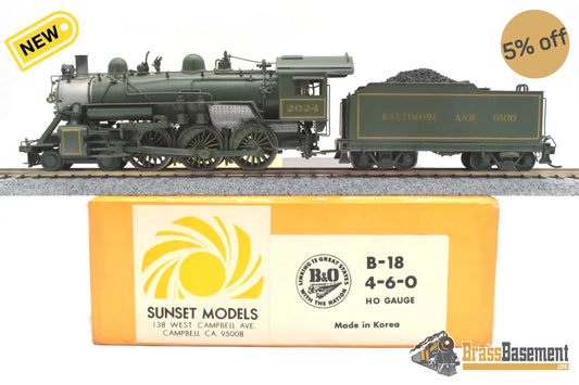 Ho Brass - Sunset B&O Baltimore & Ohio B-18 4-6-0 #2024 Custom Painted Green Steam