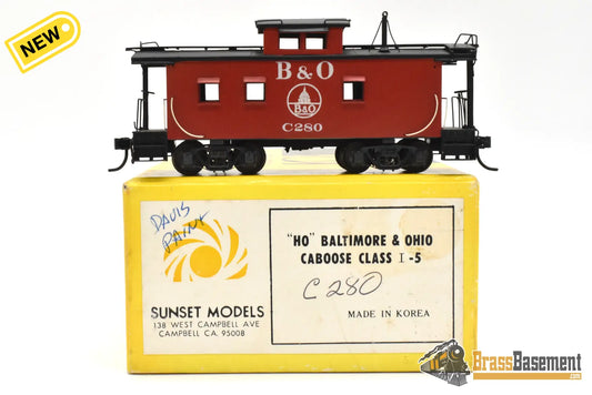 HO Brass - Sunset Baltimore & Ohio B&O I-5 Wood Caboose 7 Window - Davis Paint Caboose