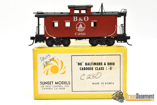 HO Brass - Sunset Baltimore & Ohio B&O I-5 Wood Caboose 7 Window - Davis Paint Caboose