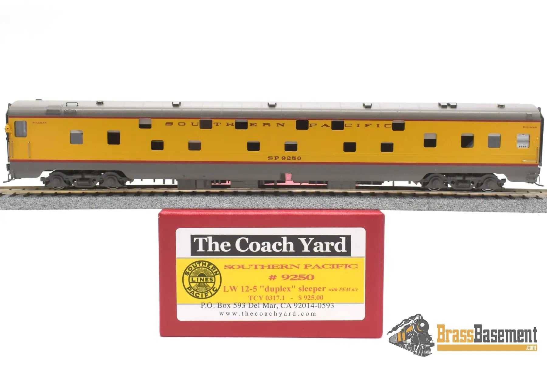 Ho Brass - Tcy 0317.1 Southern Pacific Sp 9250 Lw 12 - 5 Duplex Sleeper Overland Yellow Brand New