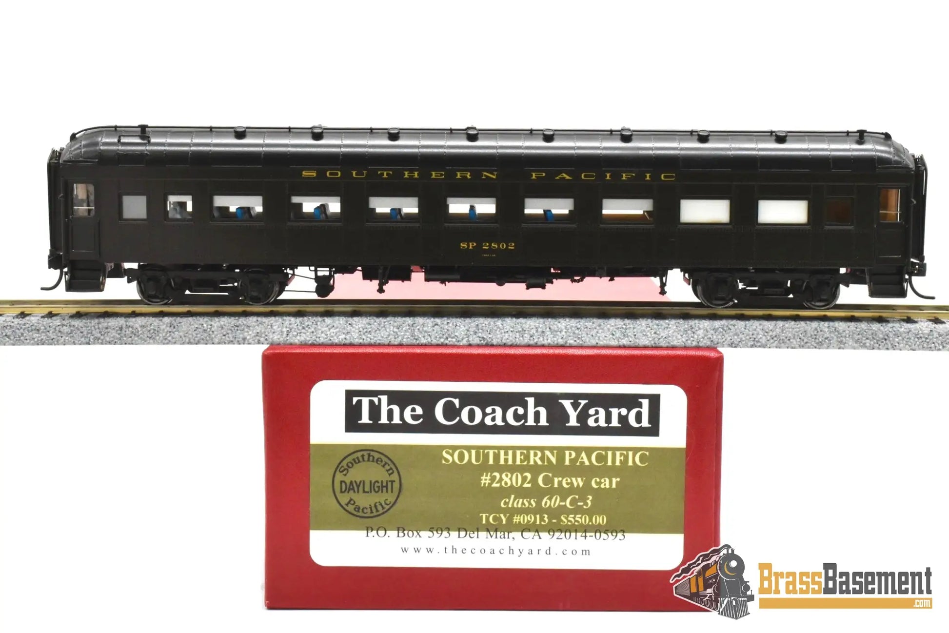 HO Brass TCY 0913 Southern Pacific SP #2802 Crew Car 60 C 3 F/P Interior Mint Passenger