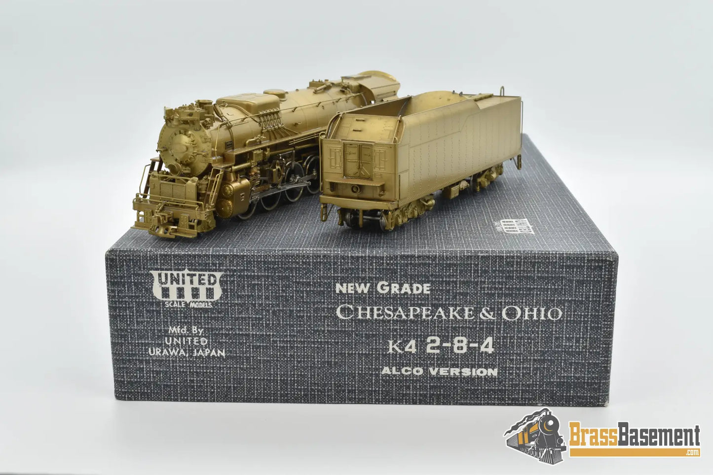 Ho Brass - United Direct Alco 2 - 8 - 4 K - 4 Steam Locomotive & Tender Mint