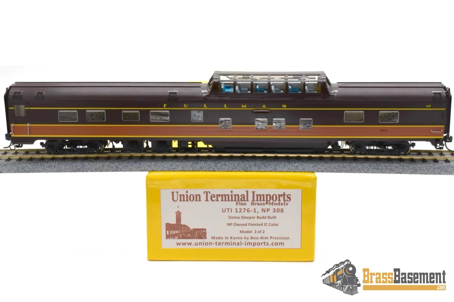 Ho Brass - Uti 1276 - 1 Northern Pacific Np Budd Dome Painted Ic Colors 1 Of 2 Mint Fp Passenger