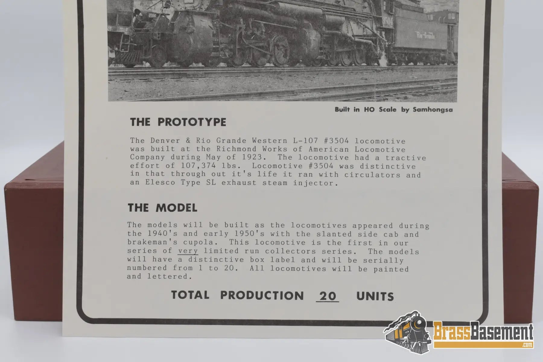 Ho Brass - W&R Limited Production Drgw Rio Grande L - 107 2 - 8 - 8 - 2 Mint Steam